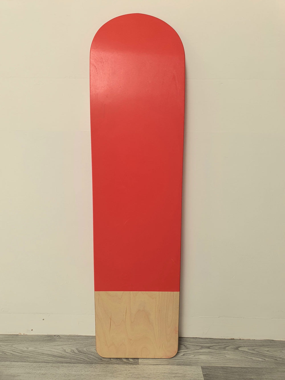 Bottom of Dick Pearce & Friends Bellyboard in Red with a Linseed Oil Tail
