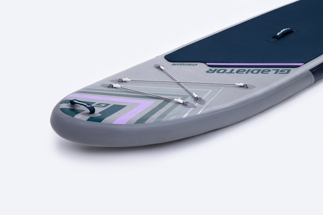 Gladiator Origin 10'4 Paddleboard Nose Close Up Showing Deck Bungees