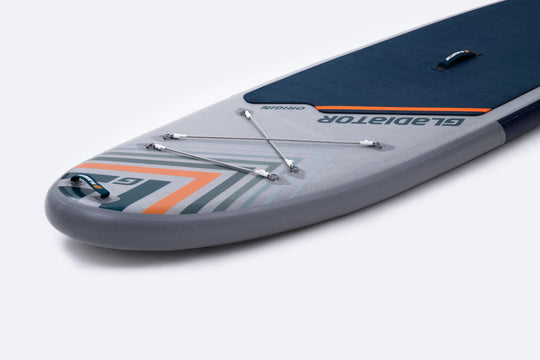 Gladiator Origin 10'6 Paddleboard Nose Close Up Showing Deck Bungees