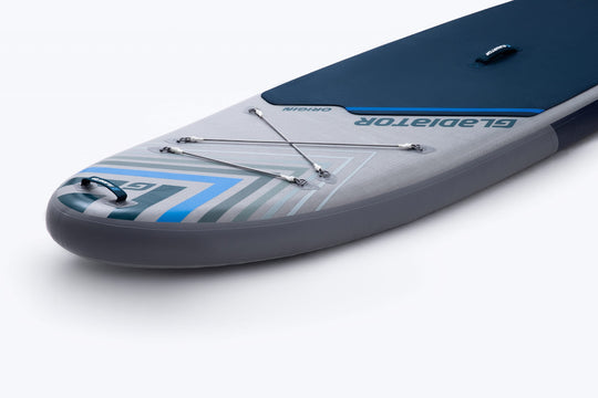 Gladiator Origin 10'8 Paddleboard Nose Close Up Showing Deck Bungees