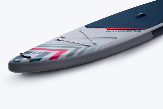 Gladiator Origin 12'6 Sport Touring Paddleboard Nose Close Up Showing Deck Bungee
