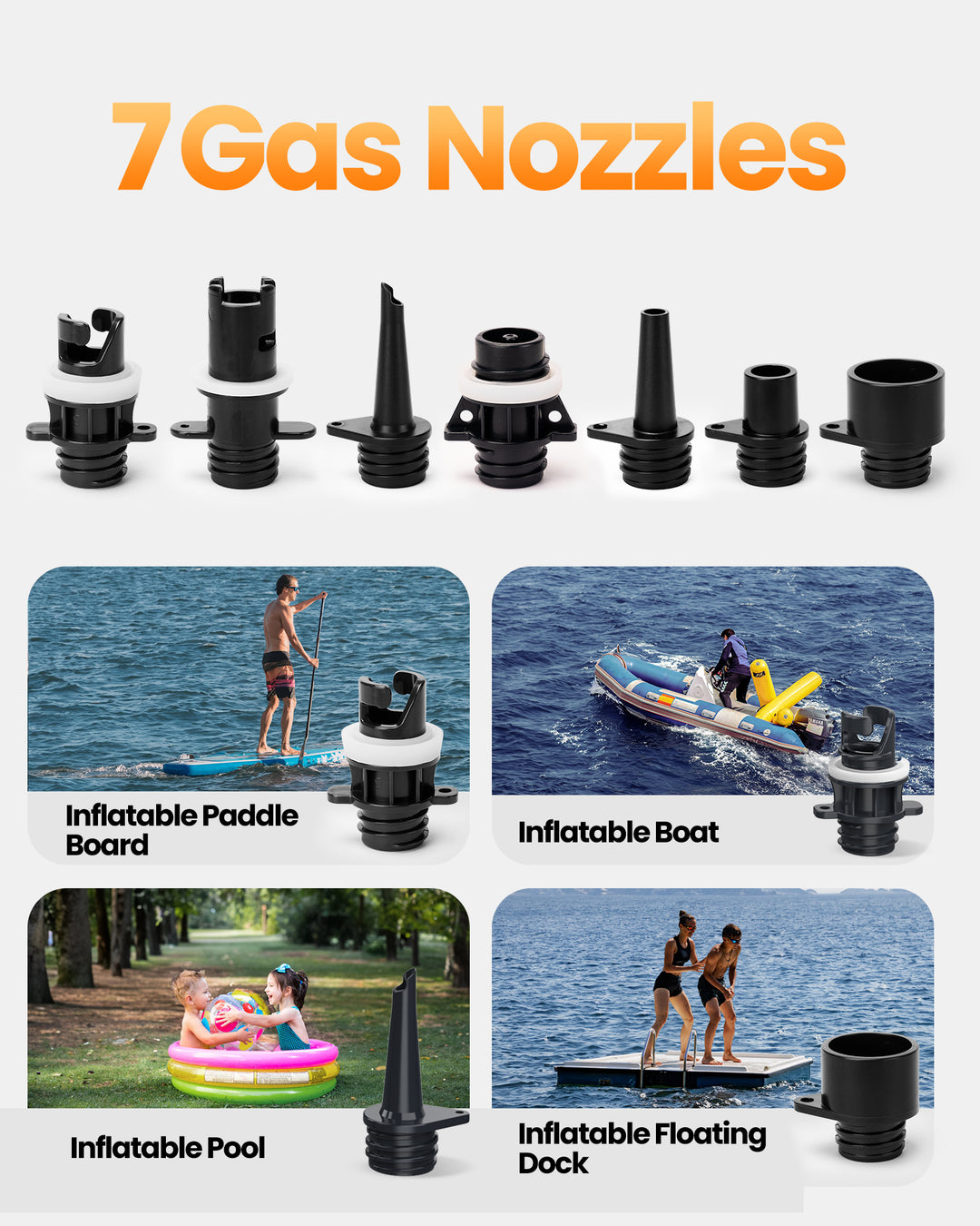 7 gas nozzles for Outdoor Master Cachalot 2 electric SUP pump.