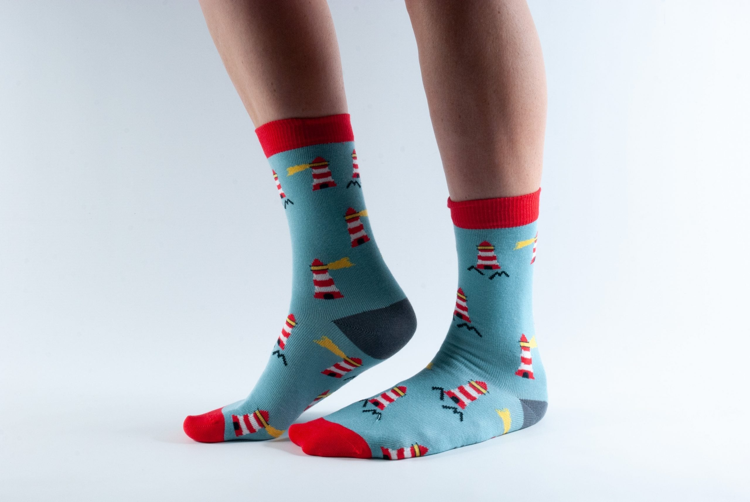 Doris & Dude Socks - Green Lighthouse