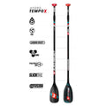 Two Black Project Hydro Tempo X paddles with feature icons on a white background.