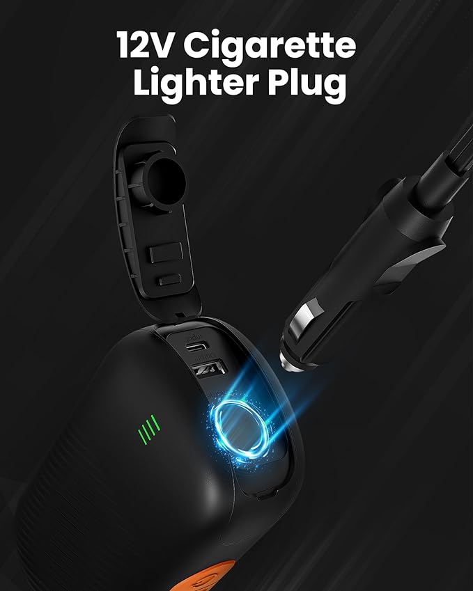 Connection of 12v cable into the Outdoor Master Electric SUP Pump Battery Pack.