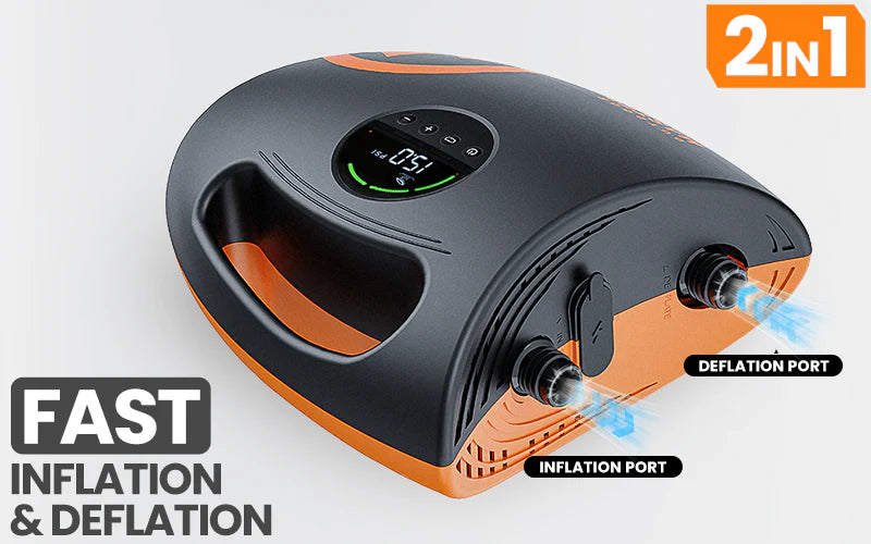 2-in-1 Outdoor Master Shark 2s with inflation and deflation ports on a white background.