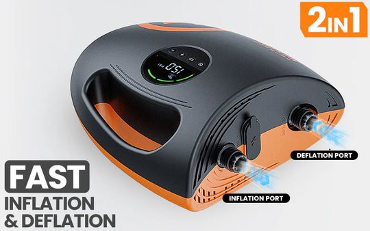 2-in-1 Outdoor Master Shark 2s with inflation and deflation ports on a white background.