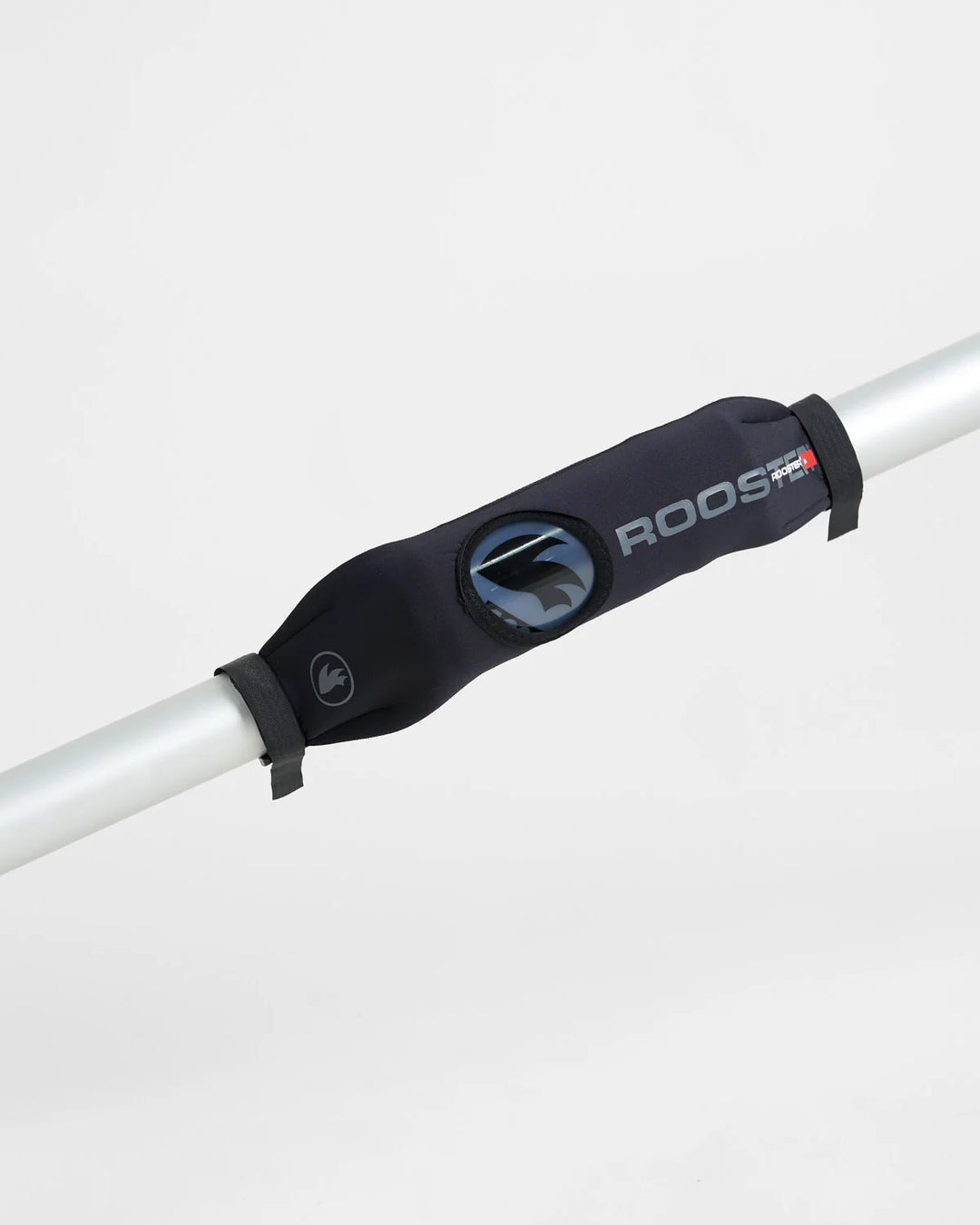 Rooster neoprene water bottle holder on the tiller of a sailing dinghy.