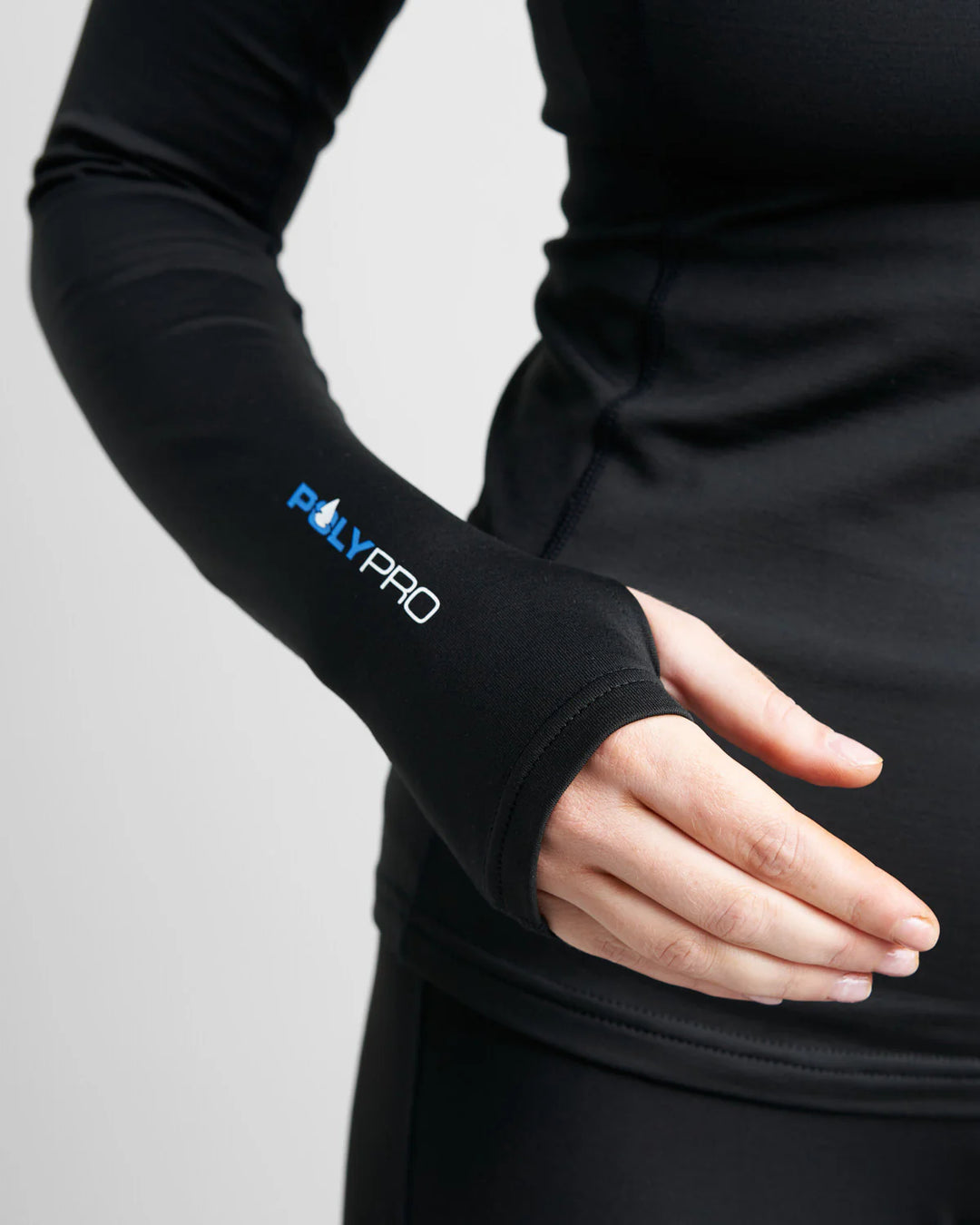 Black arm sleeve with 'PolyPro' branding on a grey background.