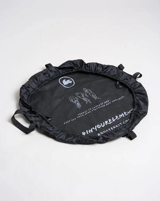 Studio image of the Rooster Changing Mat Bag showing it open on a white background.